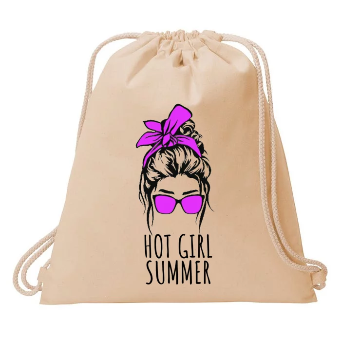 Hot Summer Messy Bun Sunglasses Purple Gift Drawstring Bag