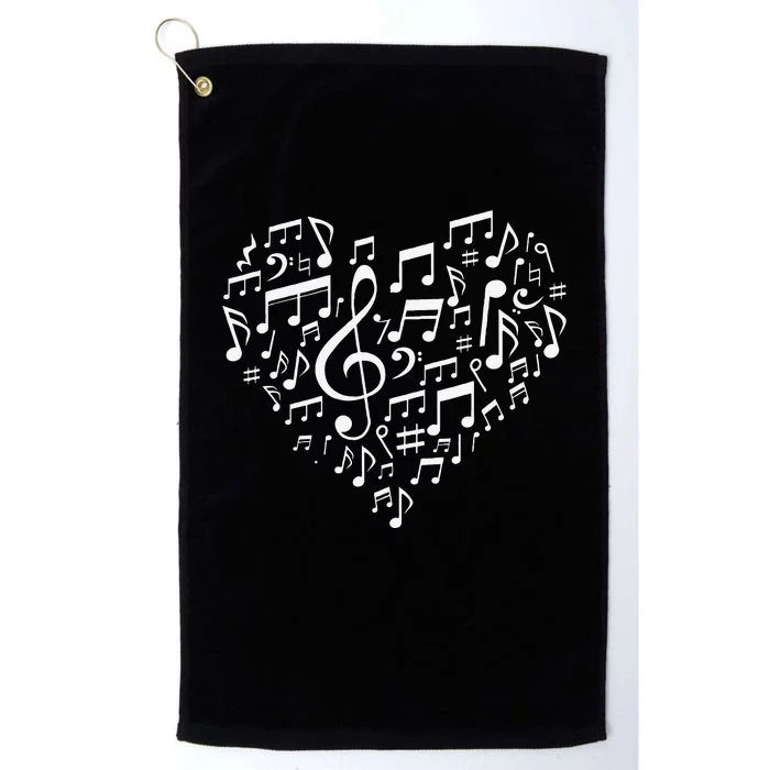 Heart Shape Musical Notes Music Lovers Valentines Platinum Collection Golf Towel