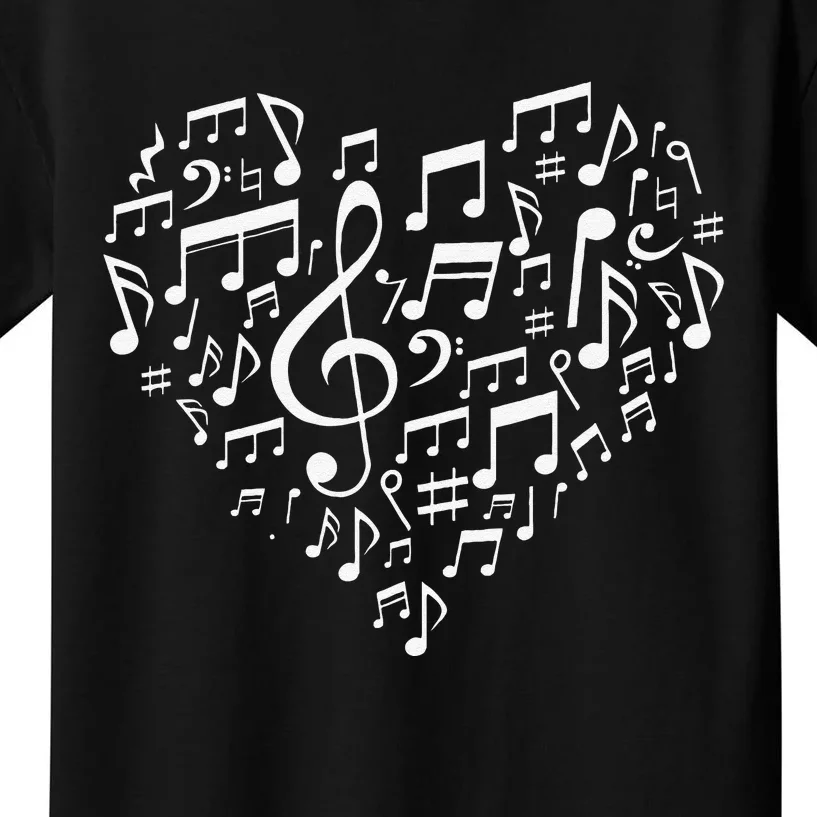 Heart Shape Musical Notes Music Lovers Valentines Kids T-Shirt