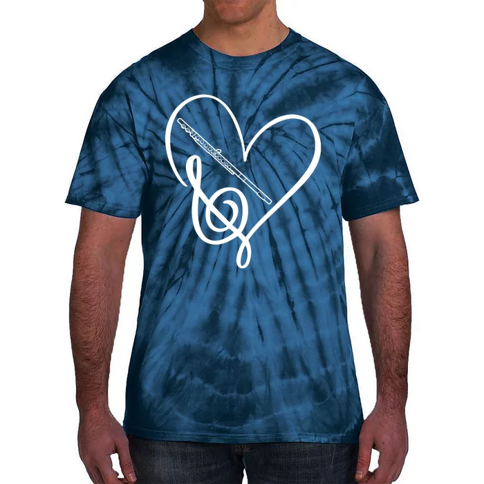 Heart Sheet Music Clef Transverse Flute Tie-Dye T-Shirt