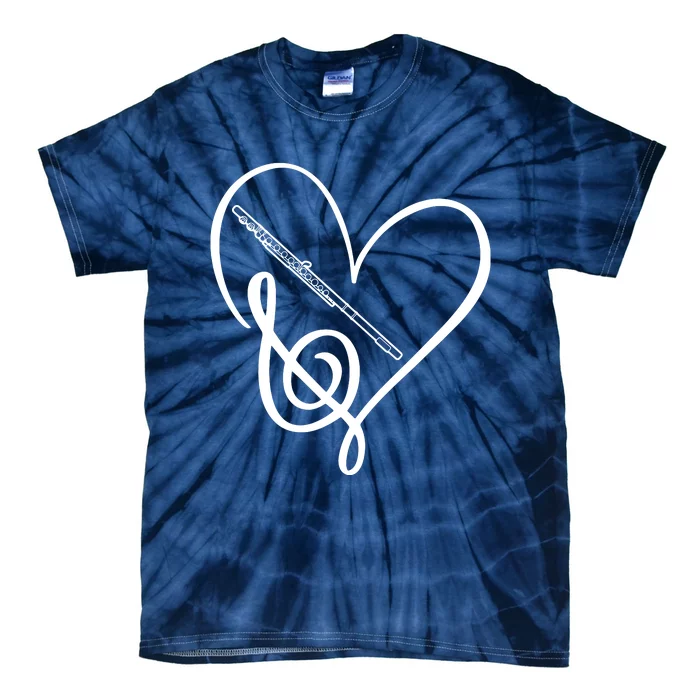 Heart Sheet Music Clef Transverse Flute Tie-Dye T-Shirt