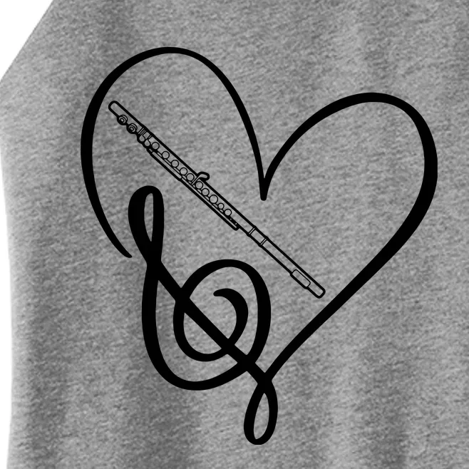 Heart Sheet Music Clef Transverse Flute Women’s Perfect Tri Rocker Tank