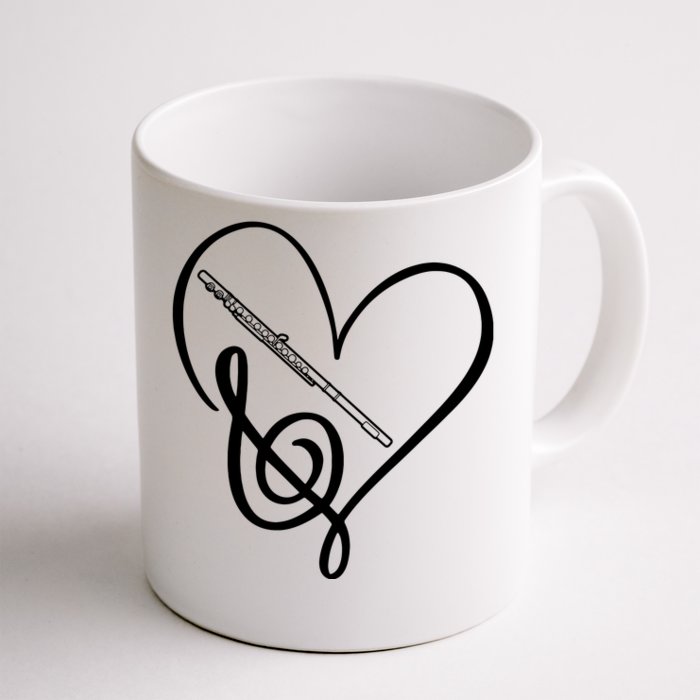 Heart Sheet Music Clef Transverse Flute Front & Back Coffee Mug