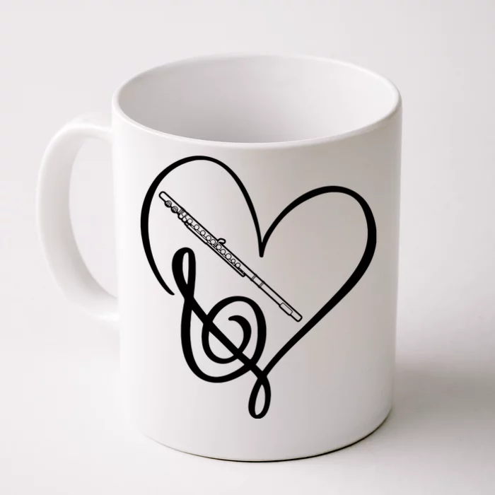 Heart Sheet Music Clef Transverse Flute Front & Back Coffee Mug