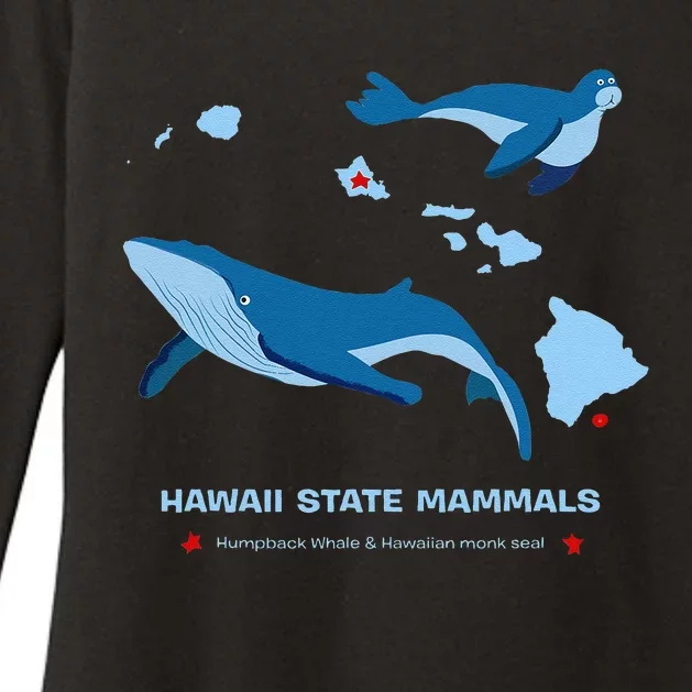 Hawaii State Map Hawaii Map Monk Seal & Humpback Whale Womens CVC Long Sleeve Shirt