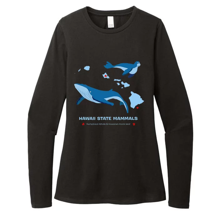 Hawaii State Map Hawaii Map Monk Seal & Humpback Whale Womens CVC Long Sleeve Shirt