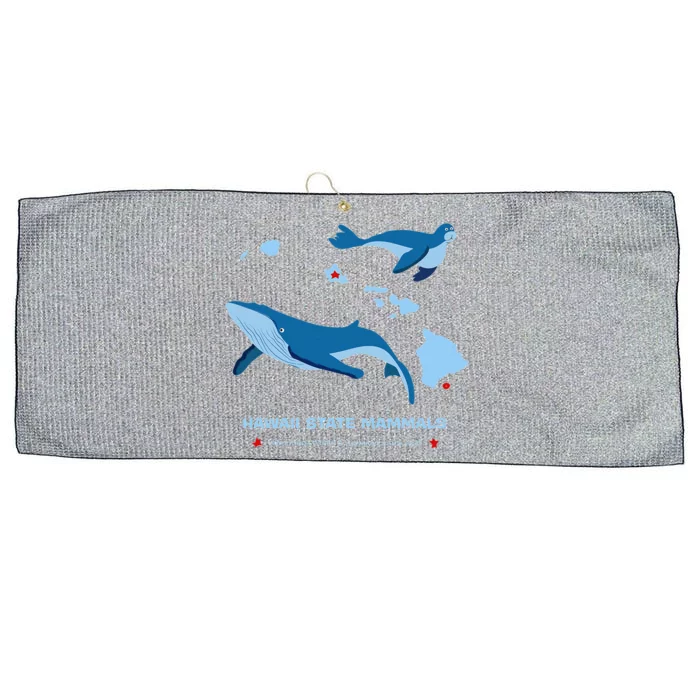 Hawaii State Map Hawaii Map Monk Seal & Humpback Whale Large Microfiber Waffle Golf Towel