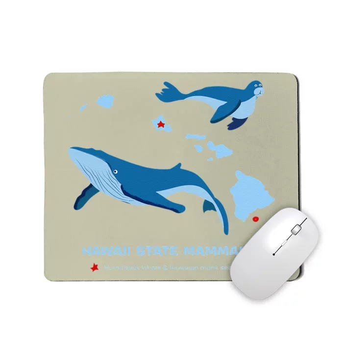 Hawaii State Map Hawaii Map Monk Seal & Humpback Whale Mousepad