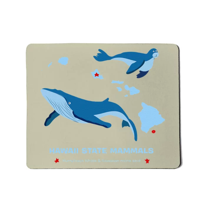 Hawaii State Map Hawaii Map Monk Seal & Humpback Whale Mousepad