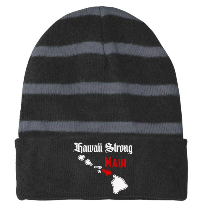 Hawaii Strong Maui Gift Striped Beanie with Solid Band