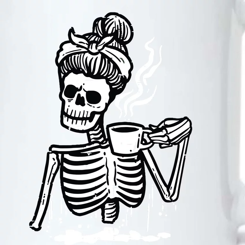 Halloween Skeleton Messy Bun Coffee Funny Costume Mom Black Color Changing Mug