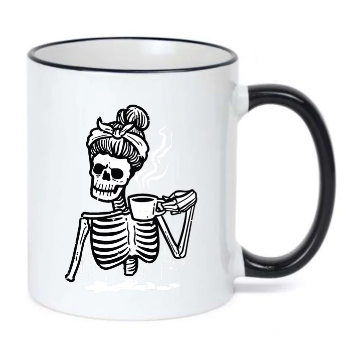 Halloween Skeleton Messy Bun Coffee Funny Costume Mom Black Color Changing Mug