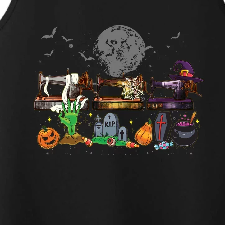 Halloween Sewing Machine Mummy Pumpkin Witch Sewing Lovers Gift Performance Tank