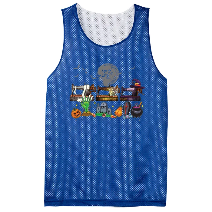 Halloween Sewing Machine Mummy Pumpkin Witch Sewing Lovers Gift Mesh Reversible Basketball Jersey Tank