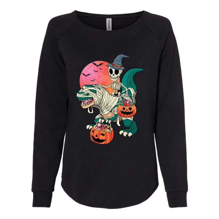 Halloween Skeleton Mummy Pumpkin Dinosaur T Rex Great Gift Womens California Wash Sweatshirt