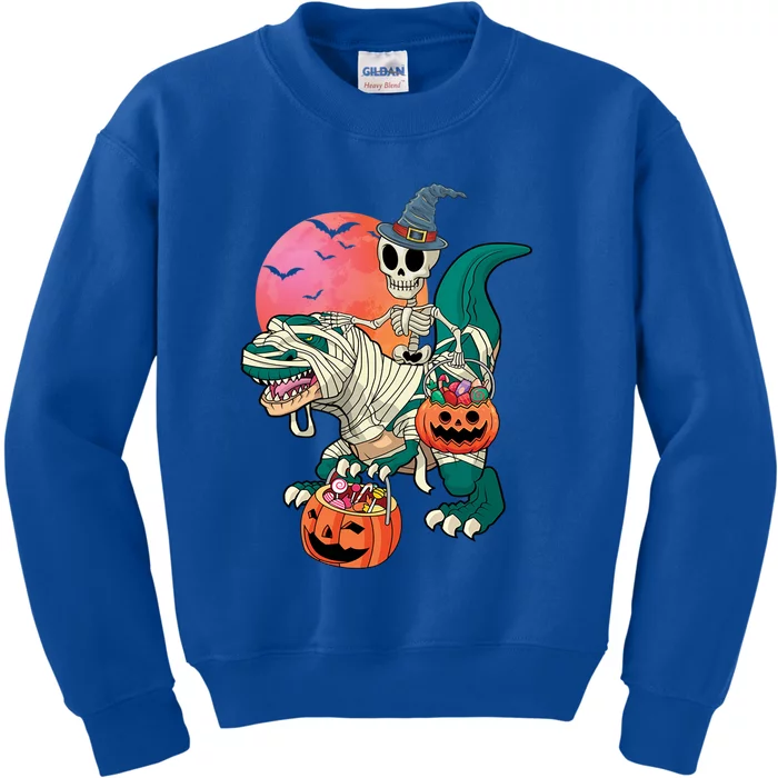 Halloween Skeleton Mummy Pumpkin Dinosaur T Rex Great Gift Kids Sweatshirt