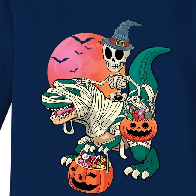 Halloween Skeleton Mummy Pumpkin Dinosaur T Rex Great Gift Baby Long Sleeve Bodysuit