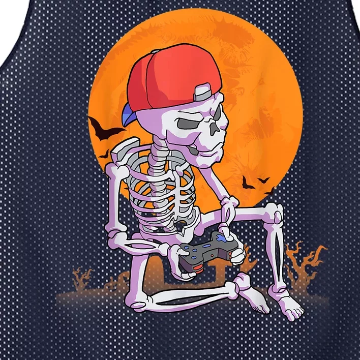 Halloween Shirt Men Boys Gamer Gaming Skeleton Mesh Reversible Basketball Jersey Tank