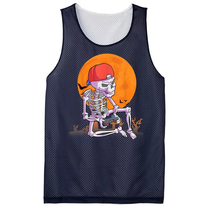 Halloween Shirt Men Boys Gamer Gaming Skeleton Mesh Reversible Basketball Jersey Tank