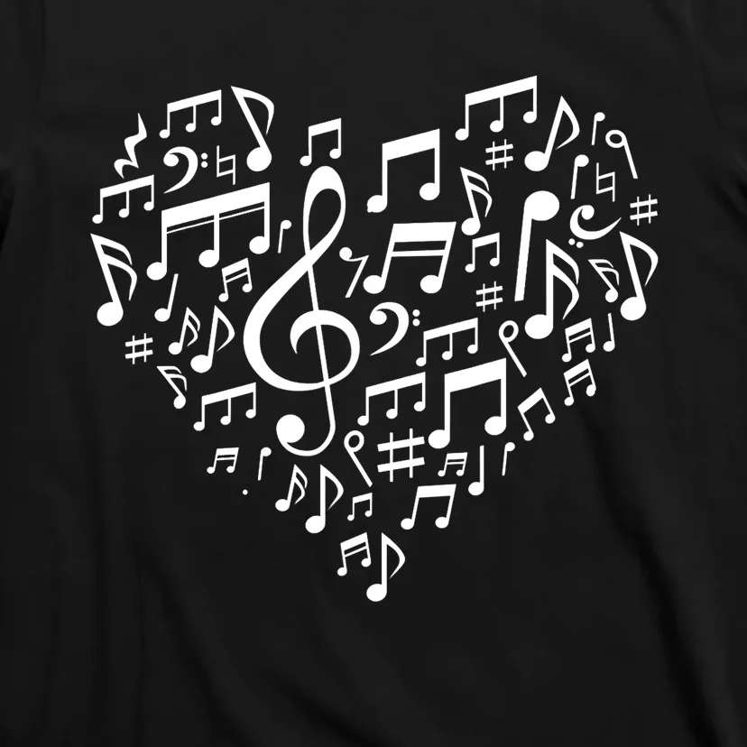 Heart Shape Musical Notes Music Lovers Gifts Valentines Day T-Shirt