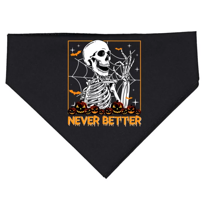 Halloween Shirts Never Better Skeleton Funny Skull USA-Made Doggie Bandana