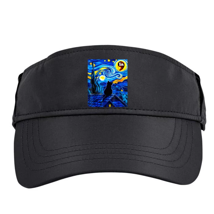 Halloween Starry Night Black Cat Comma La Kamala Harris Adult Drive Performance Visor