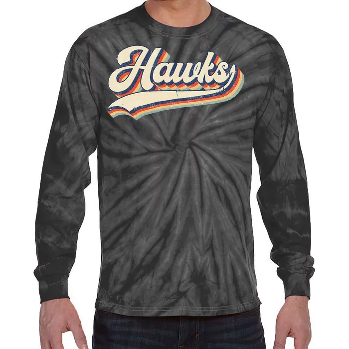 Hawks Sports Name Vintage Retro Gift Tie-Dye Long Sleeve Shirt