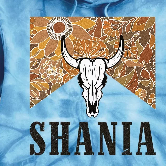 Howdy Shania Name Bull Skull Punchy Western Cowgirl Style Tie Dye Hoodie