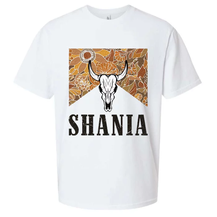 Howdy Shania Name Bull Skull Punchy Western Cowgirl Style Sueded Cloud Jersey T-Shirt