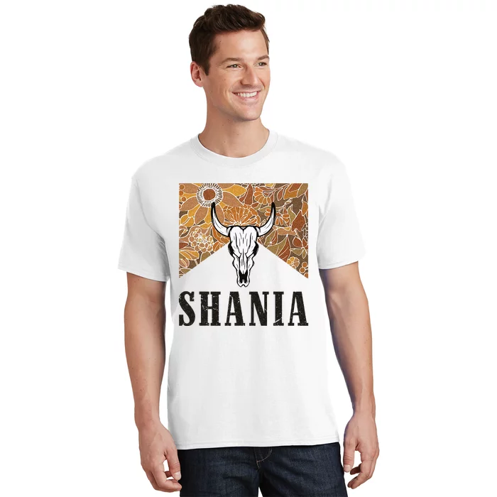 Howdy Shania Name Bull Skull Punchy Western Cowgirl Style T-Shirt