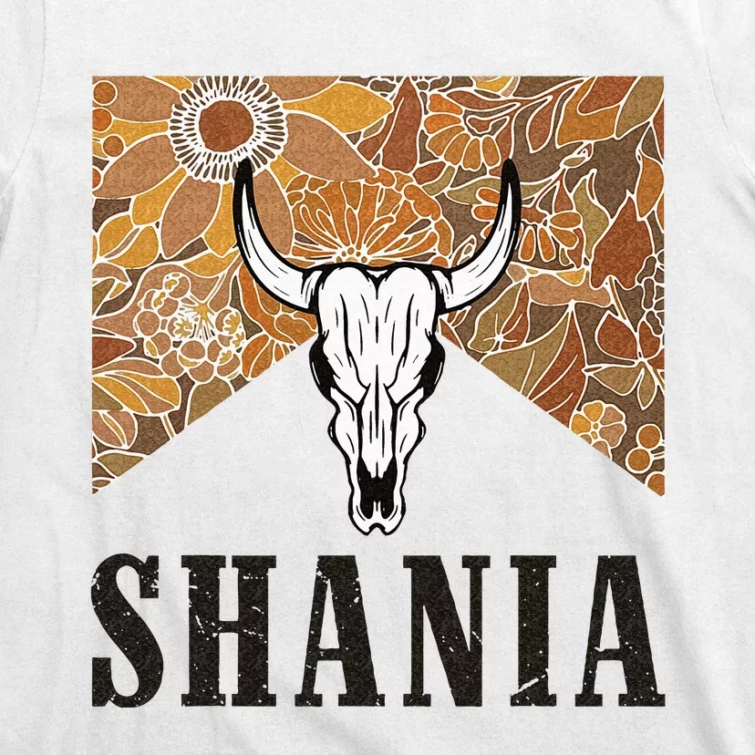 Howdy Shania Name Bull Skull Punchy Western Cowgirl Style T-Shirt