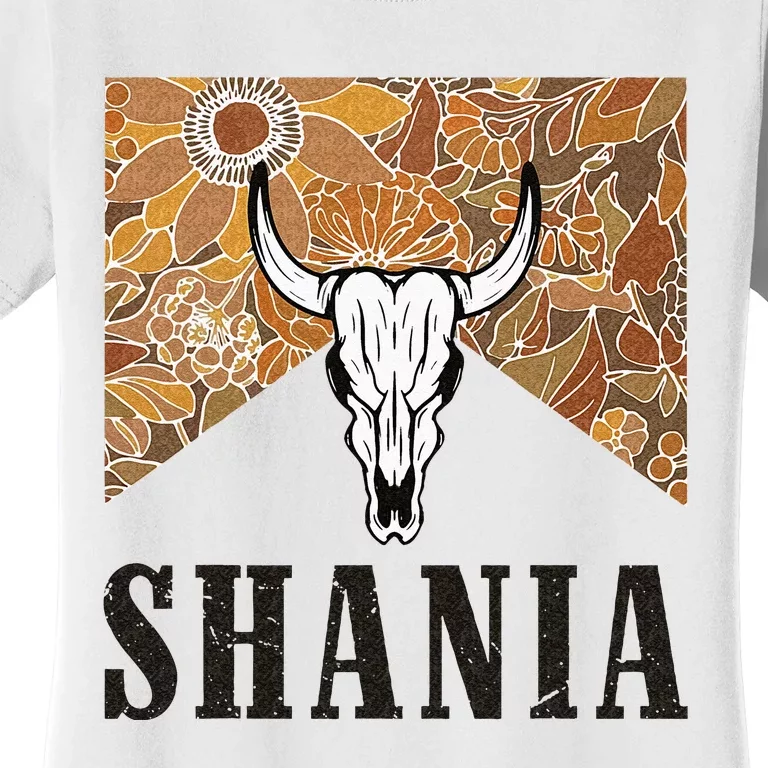 Howdy Shania Name Bull Skull Punchy Western Cowgirl Style Women's T-Shirt