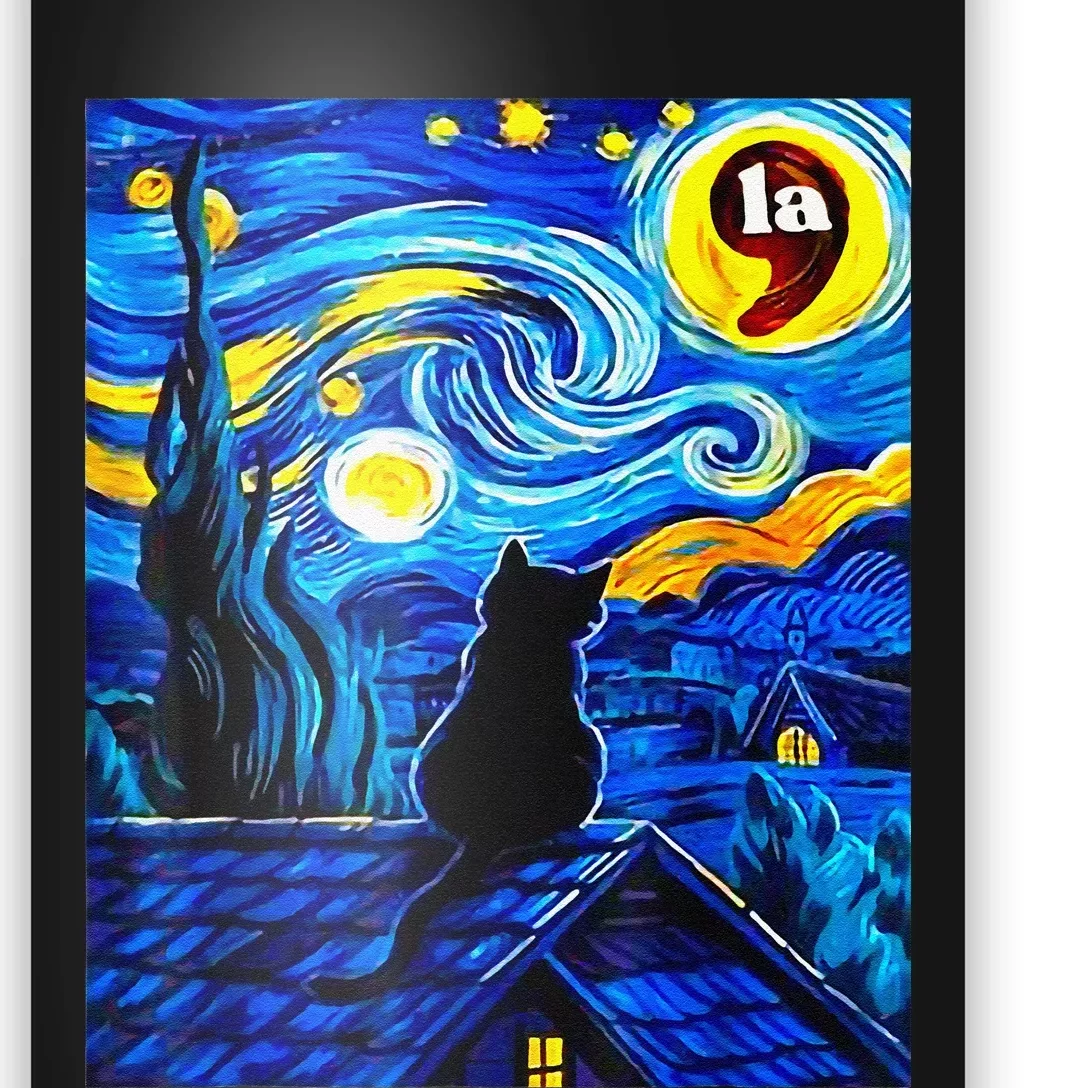 Halloween Starry Night Black Cat Comma La Kamala Harris Gift Poster