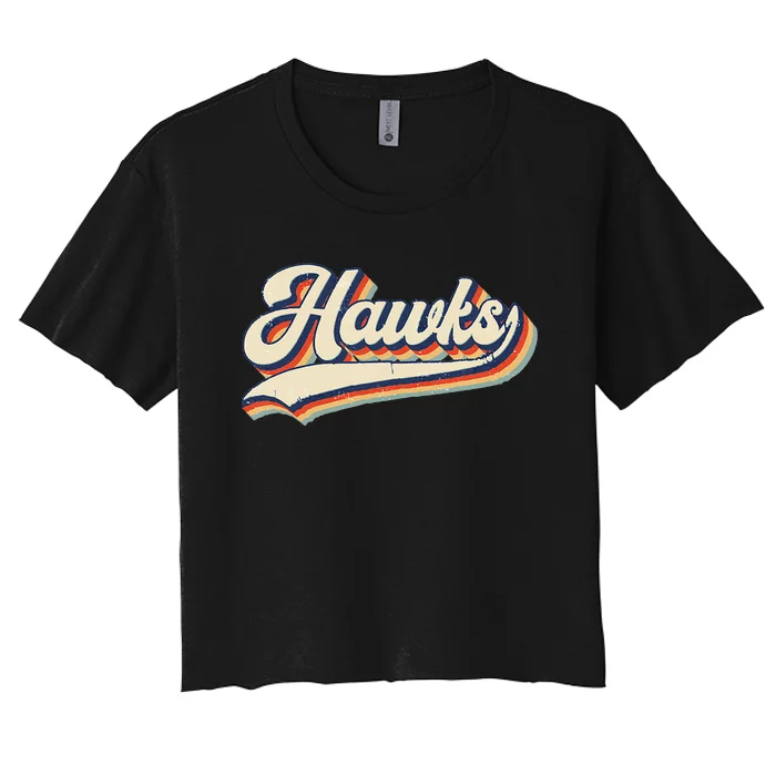 Hawks Sports Name Vintage Retro Women's Crop Top Tee