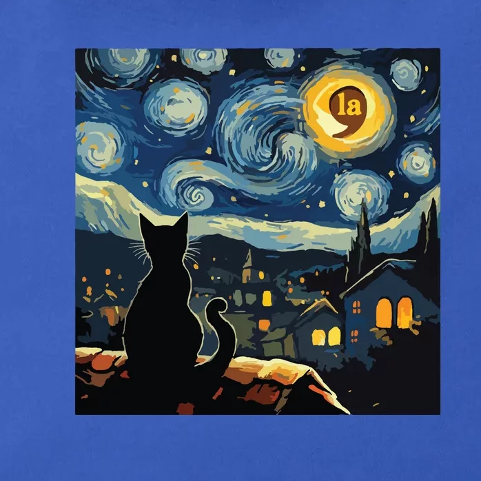 Halloween Starry Night Black Cat Comma La Kamala Harris Zip Tote Bag