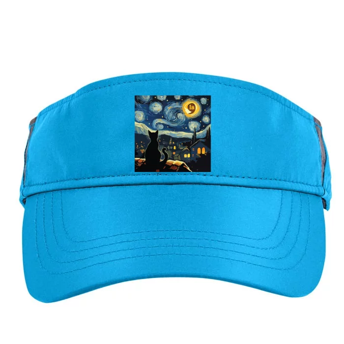 Halloween Starry Night Black Cat Comma La Kamala Harris Adult Drive Performance Visor