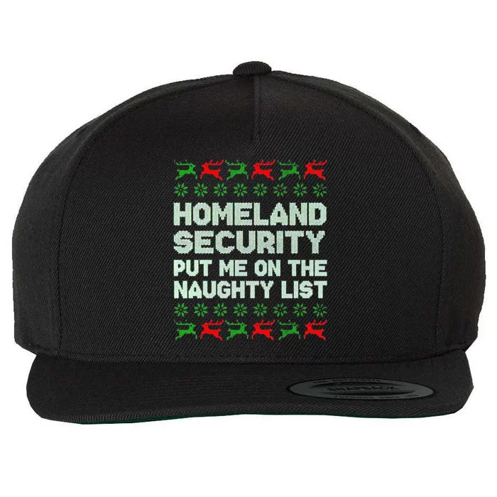 Homeland Security Naughty List Christmas Cool Gift Wool Snapback Cap