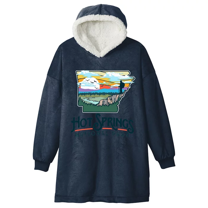 Hot Springs National Park Arkansas Nature Illustration Hooded Wearable Blanket