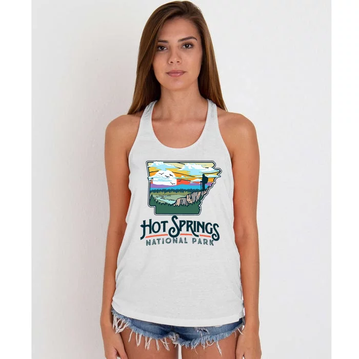 Hot Springs National Park Arkansas Nature Illustration Women's Knotted Racerback Tank