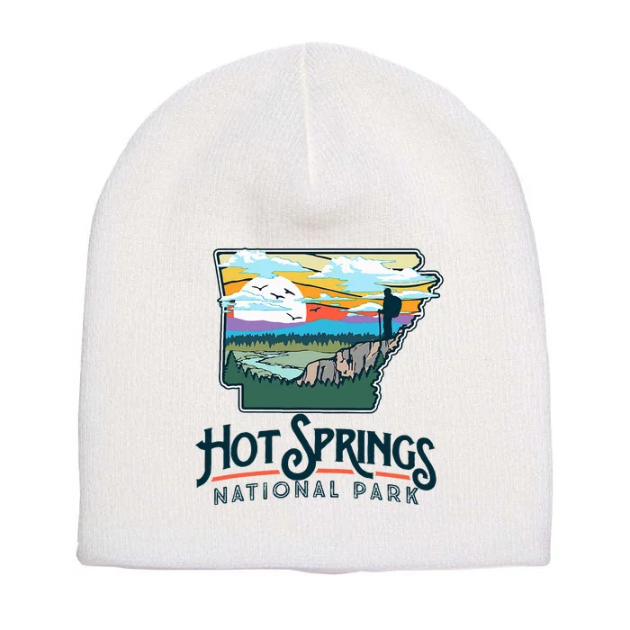 Hot Springs National Park Arkansas Nature Illustration Short Acrylic Beanie