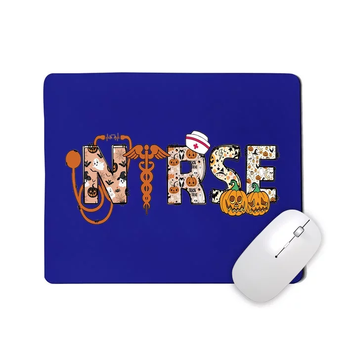 Halloween Spooky Nurse Rn Er Nurse Life Pumpkin Autumn Fall Gift Mousepad