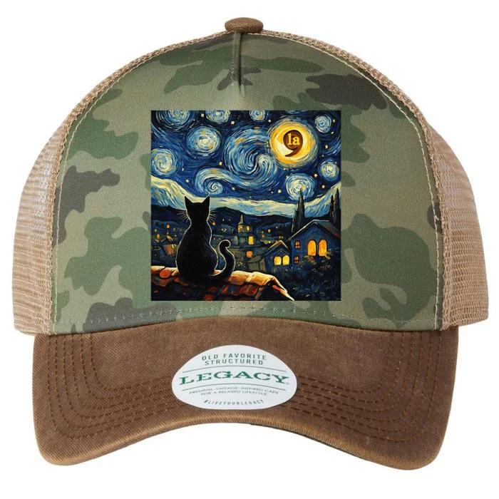 Halloween Starry Night Black Cat Comma La Kamala Harris Gift Legacy Tie Dye Trucker Hat