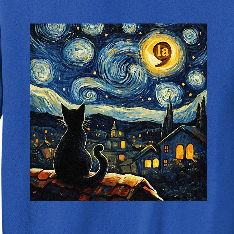 Halloween Starry Night Black Cat Comma La Kamala Harris Gift Tall Sweatshirt