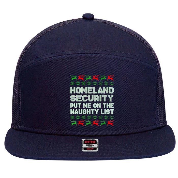 Homeland Security Naughty List Christmas 7 Panel Mesh Trucker Snapback Hat