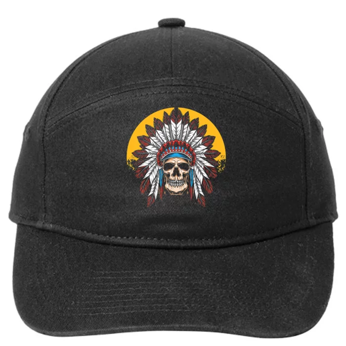 Headdress Skull Native American Heritage Native American 7-Panel Snapback Hat