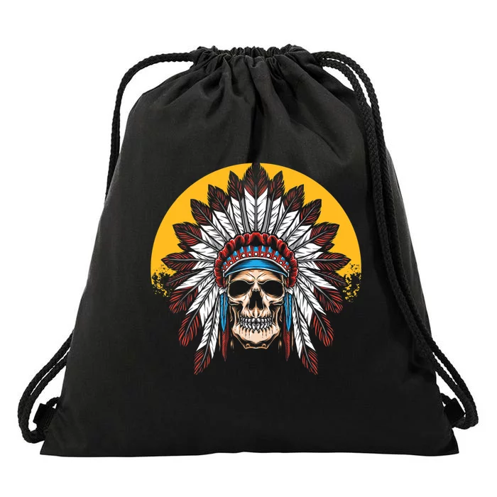 Headdress Skull Native American Heritage Native American Drawstring Bag