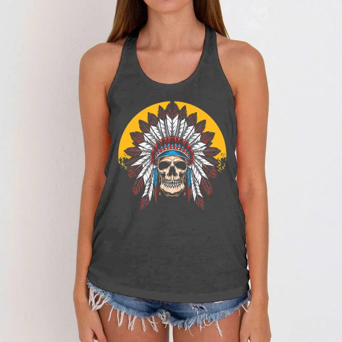 Headdress Skull Native American Heritage Native American Women's Knotted Racerback Tank