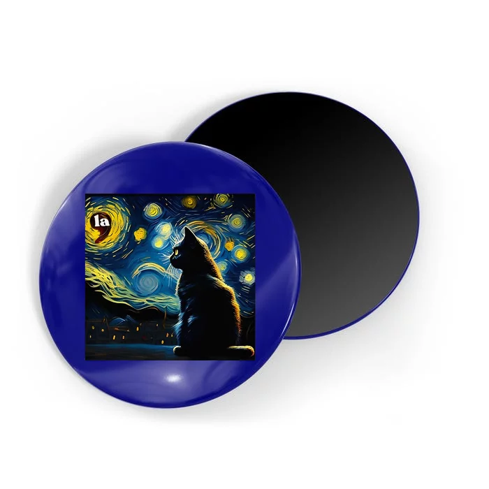 Halloween Starry Night Black Cat Comma La Kamala Harris Magnet