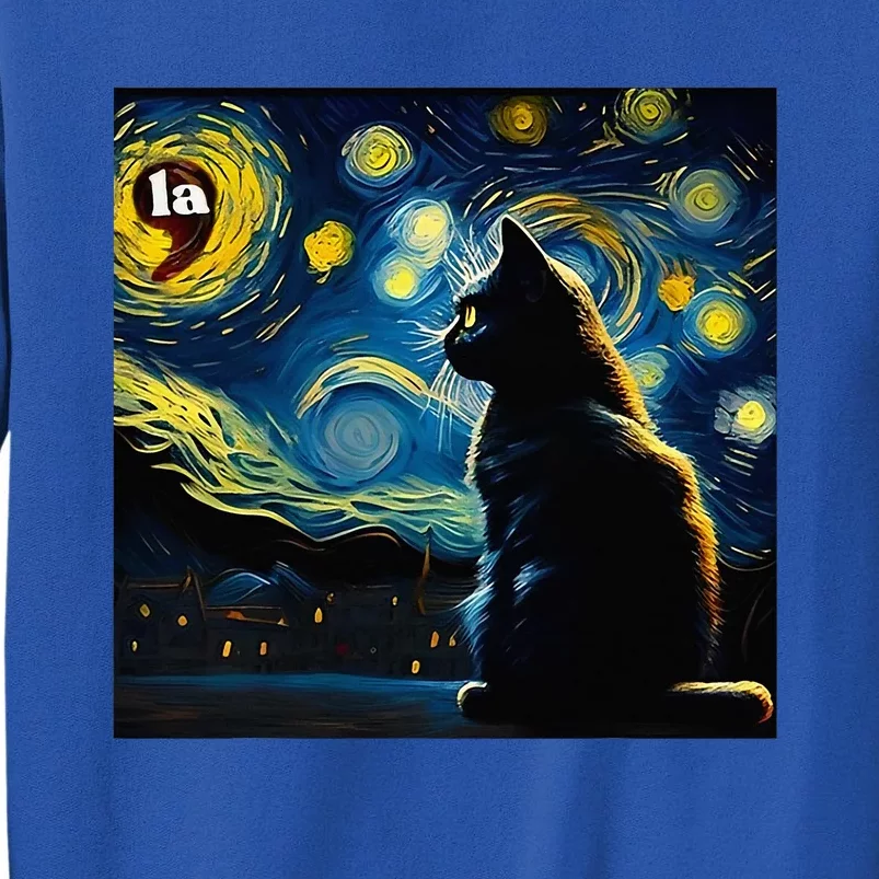 Halloween Starry Night Black Cat Comma La Kamala Harris Tall Sweatshirt