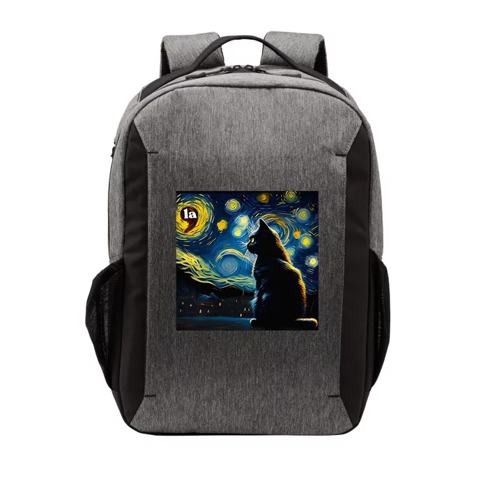 Halloween Starry Night Black Cat Comma La Kamala Harris Vector Backpack